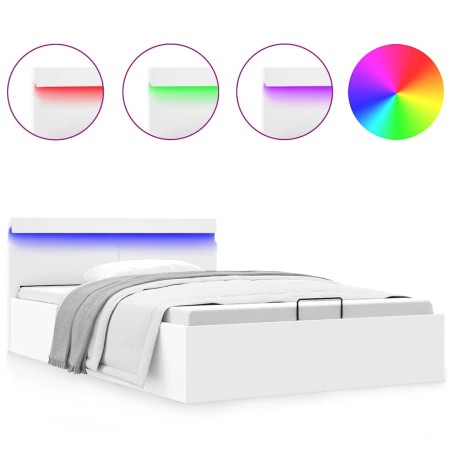 vidaXL Giroletto Contenitore Idraulico LED Bianco Similpelle 120x200cm 