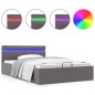 vidaXL Giroletto Contenitore Idraulico LED Grigio Similpelle 140x200cm vidaXL Giroletto Contenitore Idraulico LED Grigio Similpelle 140x200cm
