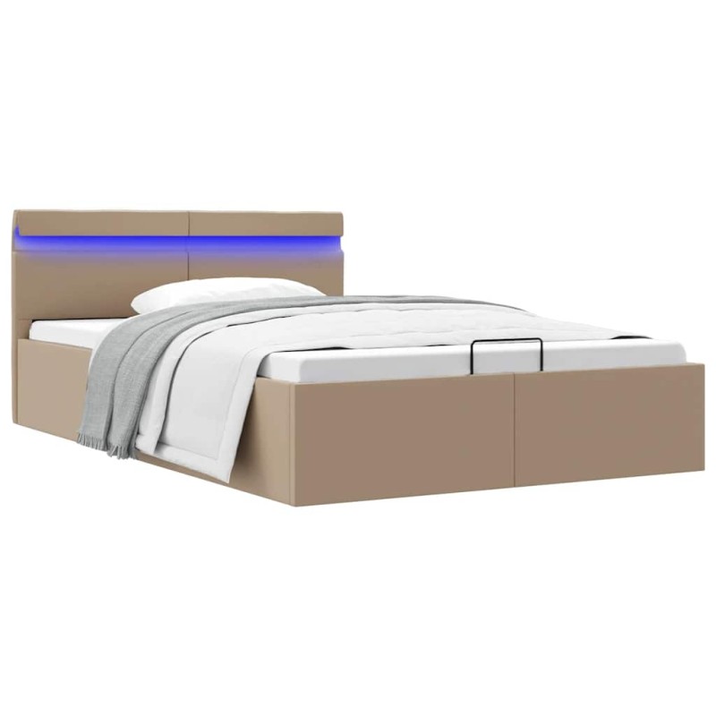 vidaXL Giroletto Idraulico con LED Cappuccino Similpelle 120x200cm vidaXL Giroletto Idraulico con LED Cappuccino Similpelle 120x200cm