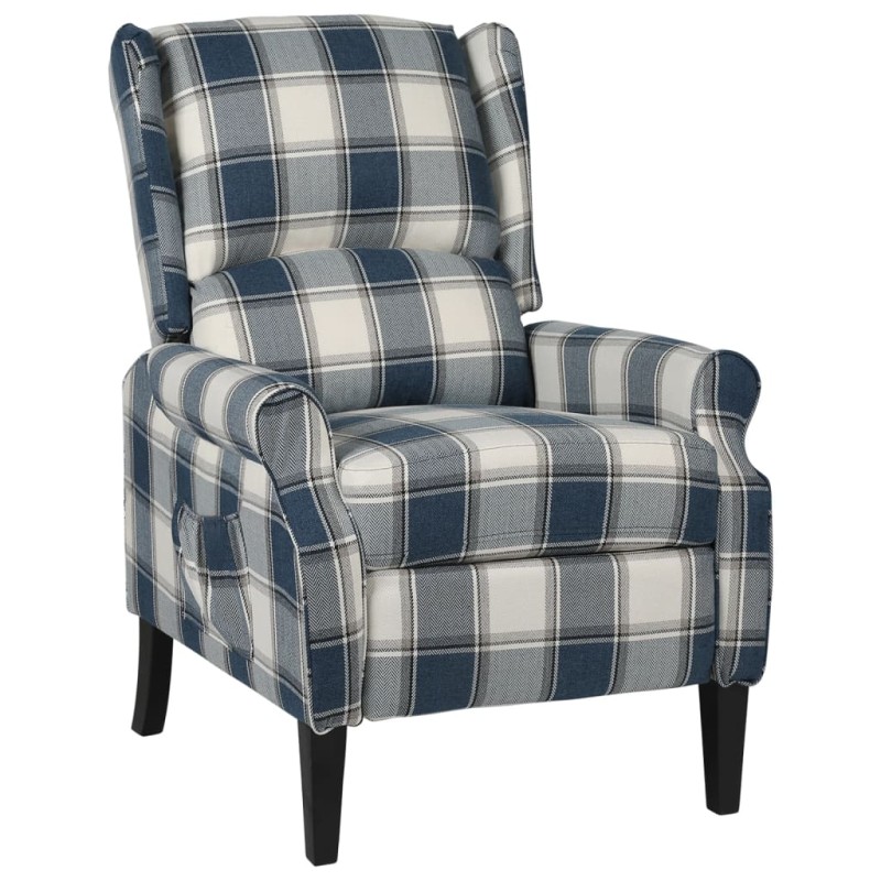 vidaXL Poltrona Reclinabile Blu in Tessuto vidaXL Poltrona Reclinabile Blu in Tessuto