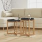 Tavolini 2 pz Nero Legno Multistrato e Legno Massello di Pino Tavolini 2 pz Nero Legno Multistrato e Legno Massello di Pino