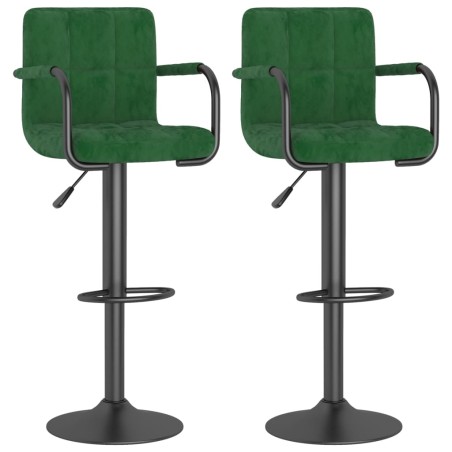 vidaXL Sgabelli da Bar 2 pz Verde Scuro in Velluto