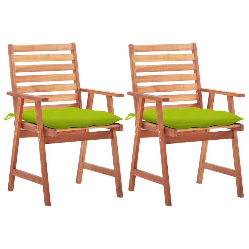 vidaXL Sedie da Pranzo da Esterni con Cuscini 2 pz Massello di Acacia vidaXL Sedie da Pranzo da Esterni con Cuscini 2 pz Massello di Acacia