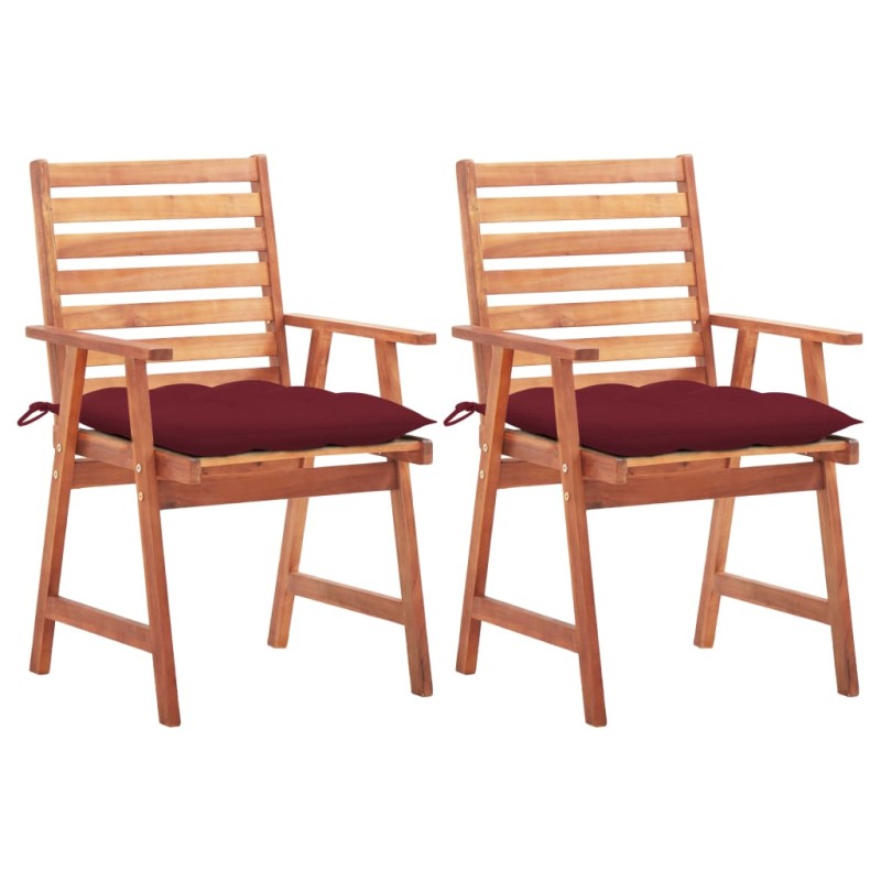 vidaXL Sedie da Pranzo da Esterni con Cuscini 2 pz Massello di Acacia vidaXL Sedie da Pranzo da Esterni con Cuscini 2 pz Massello di Acacia