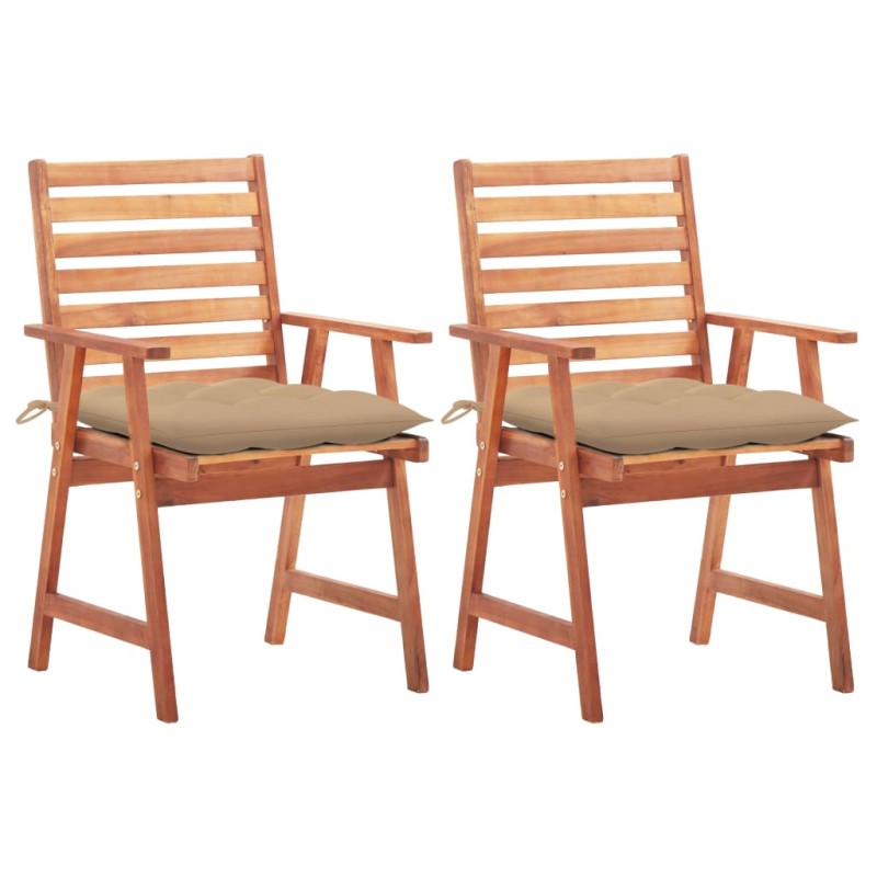 vidaXL Sedie da Pranzo da Esterni con Cuscini 2 pz Massello di Acacia vidaXL Sedie da Pranzo da Esterni con Cuscini 2 pz Massello di Acacia