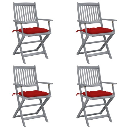 vidaXL Sedie da Giardino Pieghevoli 4pz con Cuscini in Massello Acacia