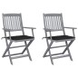 vidaXL Sedie da Giardino Pieghevoli 2pz con Cuscini in Massello Acacia vidaXL Sedie da Giardino Pieghevoli 2pz con Cuscini in Massello Acacia