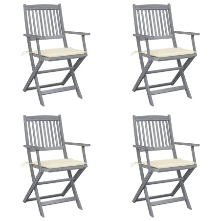vidaXL Sedie da Giardino Pieghevoli 4pz con Cuscini in Massello Acacia