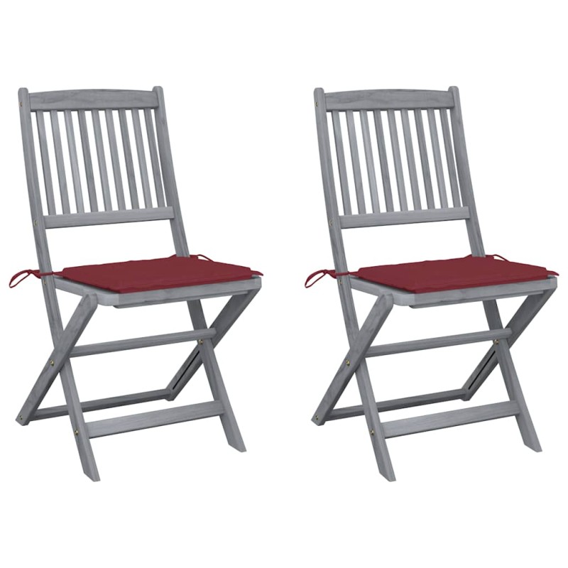 vidaXL Sedie da Giardino Pieghevoli 2pz con Cuscini in Massello Acacia vidaXL Sedie da Giardino Pieghevoli 2pz con Cuscini in Massello Acacia