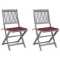 vidaXL Sedie da Giardino Pieghevoli 2pz con Cuscini in Massello Acacia vidaXL Sedie da Giardino Pieghevoli 2pz con Cuscini in Massello Acacia