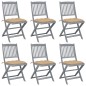 vidaXL Sedie da Giardino Pieghevoli 6pz con Cuscini in Massello Acacia vidaXL Sedie da Giardino Pieghevoli 6pz con Cuscini in Massello Acacia