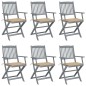 vidaXL Sedie da Giardino Pieghevoli 6pz con Cuscini in Massello Acacia vidaXL Sedie da Giardino Pieghevoli 6pz con Cuscini in Massello Acacia