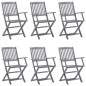 vidaXL Sedie da Giardino Pieghevoli 6pz con Cuscini in Massello Acacia vidaXL Sedie da Giardino Pieghevoli 6pz con Cuscini in Massello Acacia