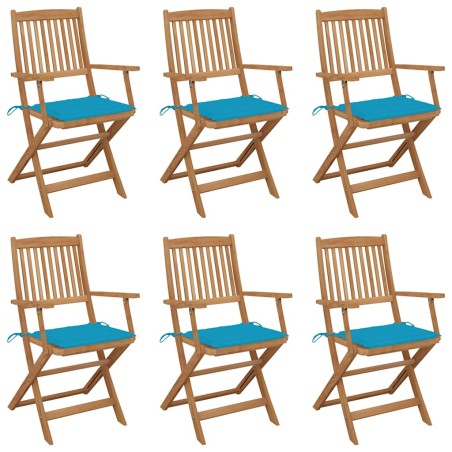 vidaXL Sedie da Giardino Pieghevoli 6 pz con Cuscini Massello Acacia