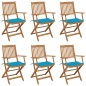 vidaXL Sedie da Giardino Pieghevoli 6 pz con Cuscini Massello Acacia vidaXL Sedie da Giardino Pieghevoli 6 pz con Cuscini Massello Acacia