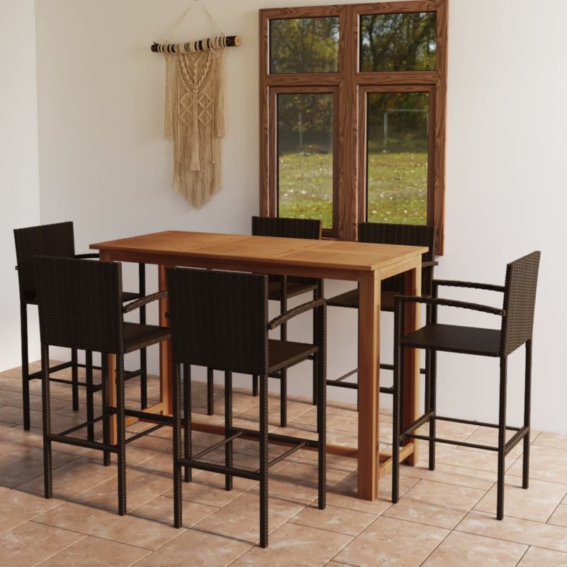vidaXL Set Bar da Giardino 7 pz Marrone vidaXL Set Bar da Giardino 7 pz Marrone
