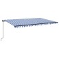 vidaXL Tenda da Sole Retrattile Manuale con LED 500x300cm Blu e Bianco vidaXL Tenda da Sole Retrattile Manuale con LED 500x300cm Blu e Bianco