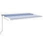vidaXL Tenda da Sole Retrattile Manuale con LED 500x300cm Blu e Bianco vidaXL Tenda da Sole Retrattile Manuale con LED 500x300cm Blu e Bianco