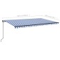 vidaXL Tenda da Sole Retrattile Manuale con LED 500x300cm Blu e Bianco vidaXL Tenda da Sole Retrattile Manuale con LED 500x300cm Blu e Bianco