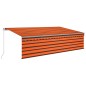 vidaXL Tenda Sole Retrattile Manuale Parasole LED 5x3m Arancio Marrone vidaXL Tenda Sole Retrattile Manuale Parasole LED 5x3m Arancio Marrone