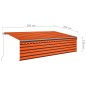 vidaXL Tenda Sole Retrattile Manuale Parasole LED 5x3m Arancio Marrone vidaXL Tenda Sole Retrattile Manuale Parasole LED 5x3m Arancio Marrone