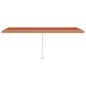 vidaXL Tenda da Sole Retrattile Manuale LED 600x350 cm Arancio Marrone