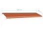 vidaXL Tenda da Sole Retrattile Manuale LED 600x350 cm Arancio Marrone