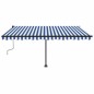 vidaXL Tenda Retrattile Manuale con Palo 450x300 cm Blu/Bianca vidaXL Tenda Retrattile Manuale con Palo 450x300 cm Blu/Bianca