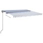 vidaXL Tenda Retrattile Manuale con Palo 450x300 cm Blu/Bianca vidaXL Tenda Retrattile Manuale con Palo 450x300 cm Blu/Bianca
