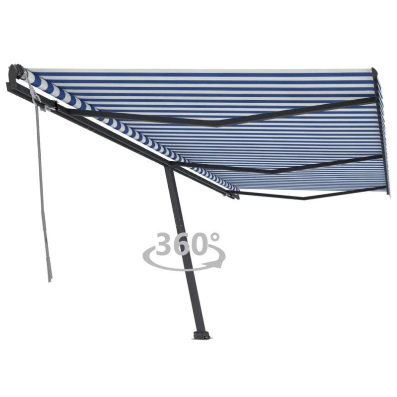 vidaXL Tenda da Sole Autoportante Manuale 600x300 cm Blu Bianca vidaXL Tenda da Sole Autoportante Manuale 600x300 cm Blu Bianca
