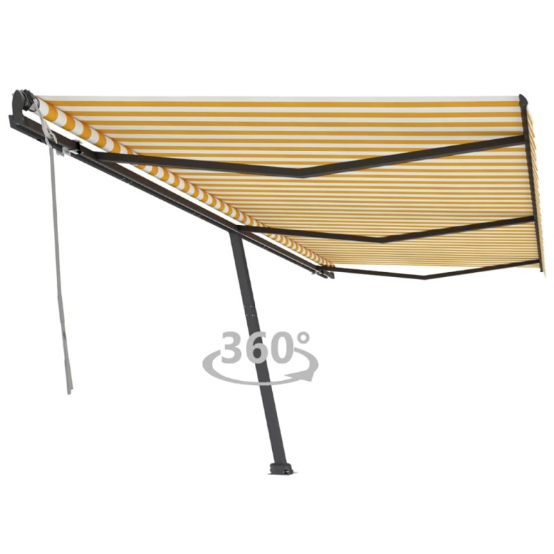 vidaXL Tenda da Sole Autoportante Manuale 600x350 cm Gialla Bianca vidaXL Tenda da Sole Autoportante Manuale 600x350 cm Gialla Bianca