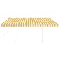 vidaXL Tenda da Sole Retrattile Manuale con LED 4x3 m Gialla e Bianca