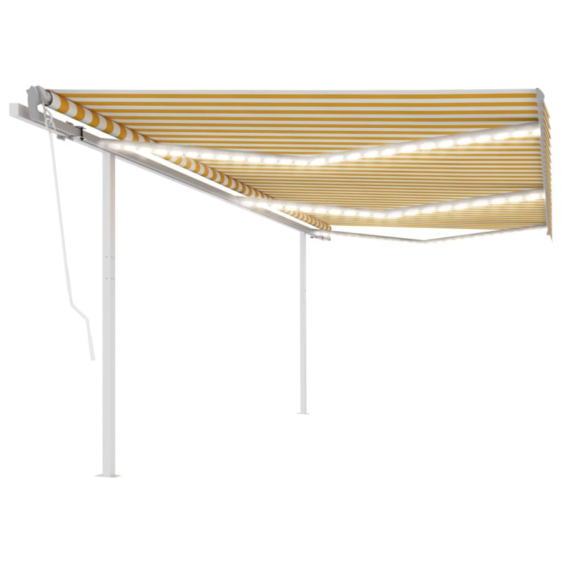 vidaXL Tenda Automatica con Sensore Vento e LED 6x3 m Gialla Bianca vidaXL Tenda Automatica con Sensore Vento e LED 6x3 m Gialla Bianca