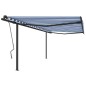 vidaXL Tenda da Sole Retrattile Manuale con Pali 4,5x3 m Blu e Bianca