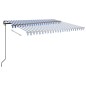 vidaXL Tenda da Sole Retrattile Manuale con Pali 4,5x3 m Blu e Bianca