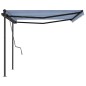 vidaXL Tenda da Sole Retrattile Manuale con Pali 4,5x3 m Blu e Bianca