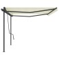 vidaXL Tenda da Sole Retrattile Manuale con Pali 5x3 m Crema vidaXL Tenda da Sole Retrattile Manuale con Pali 5x3 m Crema
