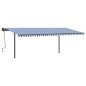vidaXL Tenda da Sole Retrattile Manuale con Pali 6x3 m Blu e Bianco vidaXL Tenda da Sole Retrattile Manuale con Pali 6x3 m Blu e Bianco