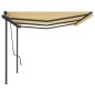 vidaXL Tenda da Sole Retrattile Manuale con Pali 6x3,5 m Gialla Bianca vidaXL Tenda da Sole Retrattile Manuale con Pali 6x3,5 m Gialla Bianca