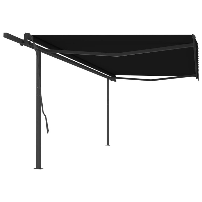 vidaXL Tenda da Sole Retrattile Manuale con Pali 5x3,5 m Antracite vidaXL Tenda da Sole Retrattile Manuale con Pali 5x3,5 m Antracite