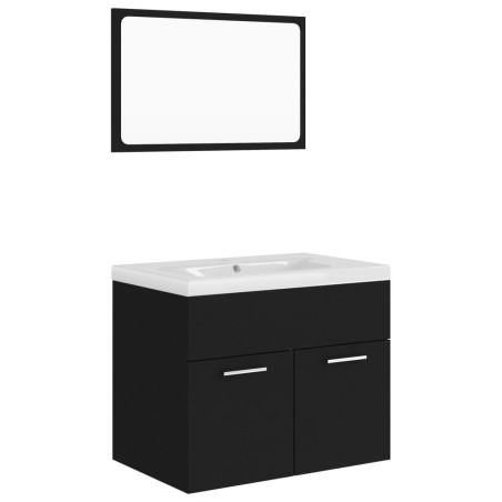 vidaXL Set Mobili da Bagno Nero in Truciolato