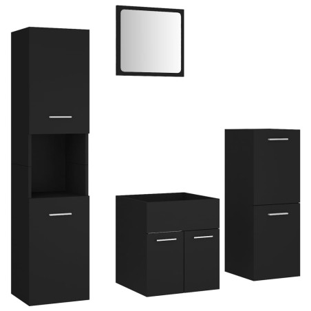 vidaXL Set Mobili da Bagno Nero in Truciolato