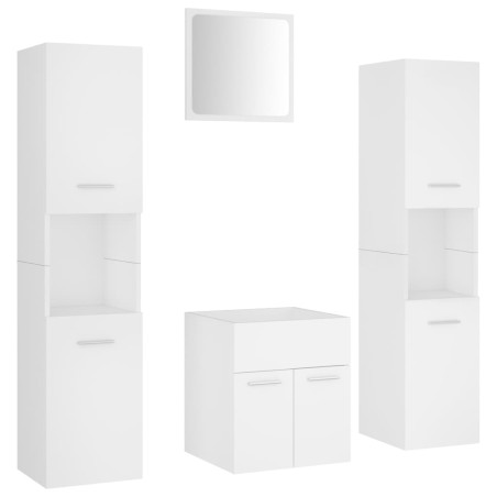 vidaXL Set Mobili da Bagno Bianco in Truciolato