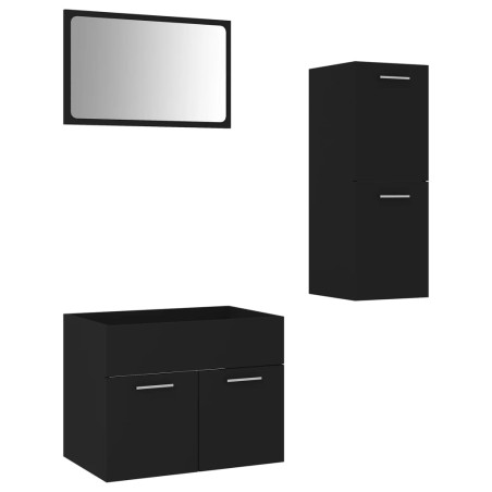vidaXL Set Mobili da Bagno Nero in Truciolato