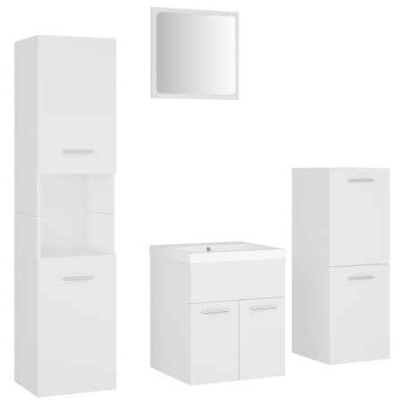 vidaXL Set Mobili da Bagno Bianco in Legno Multistrato