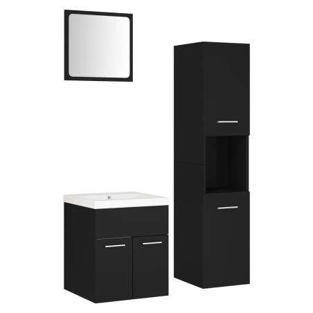 vidaXL Set Mobili da Bagno Nero in Legno Multistrato