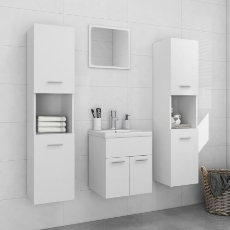 vidaXL Set Mobili da Bagno Bianco in Legno Multistrato