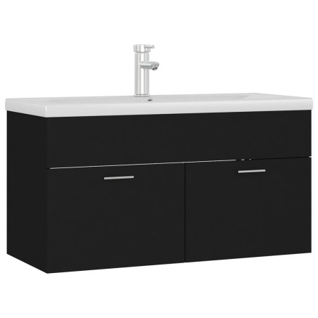 vidaXL Mobile con Lavabo Integrato Nero in Legno Multistrato