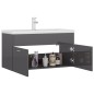vidaXL Mobile con Lavabo Integrato Grigio Lucido in Legno Multistrato vidaXL Mobile con Lavabo Integrato Grigio Lucido in Legno Multistrato