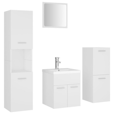 vidaXL Set Mobili da Bagno Bianco in Legno Multistrato